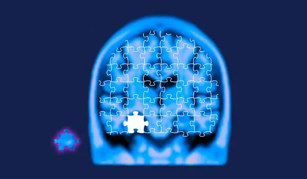 Graphical image of a missing puzzle piece inside a brain structure