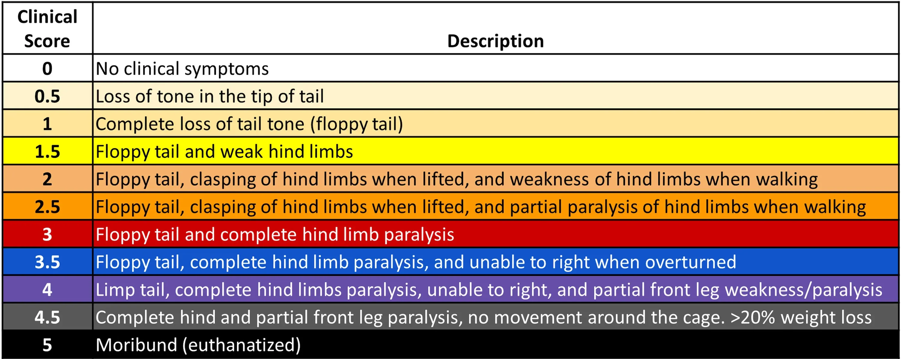 MS - EAE Score Scale