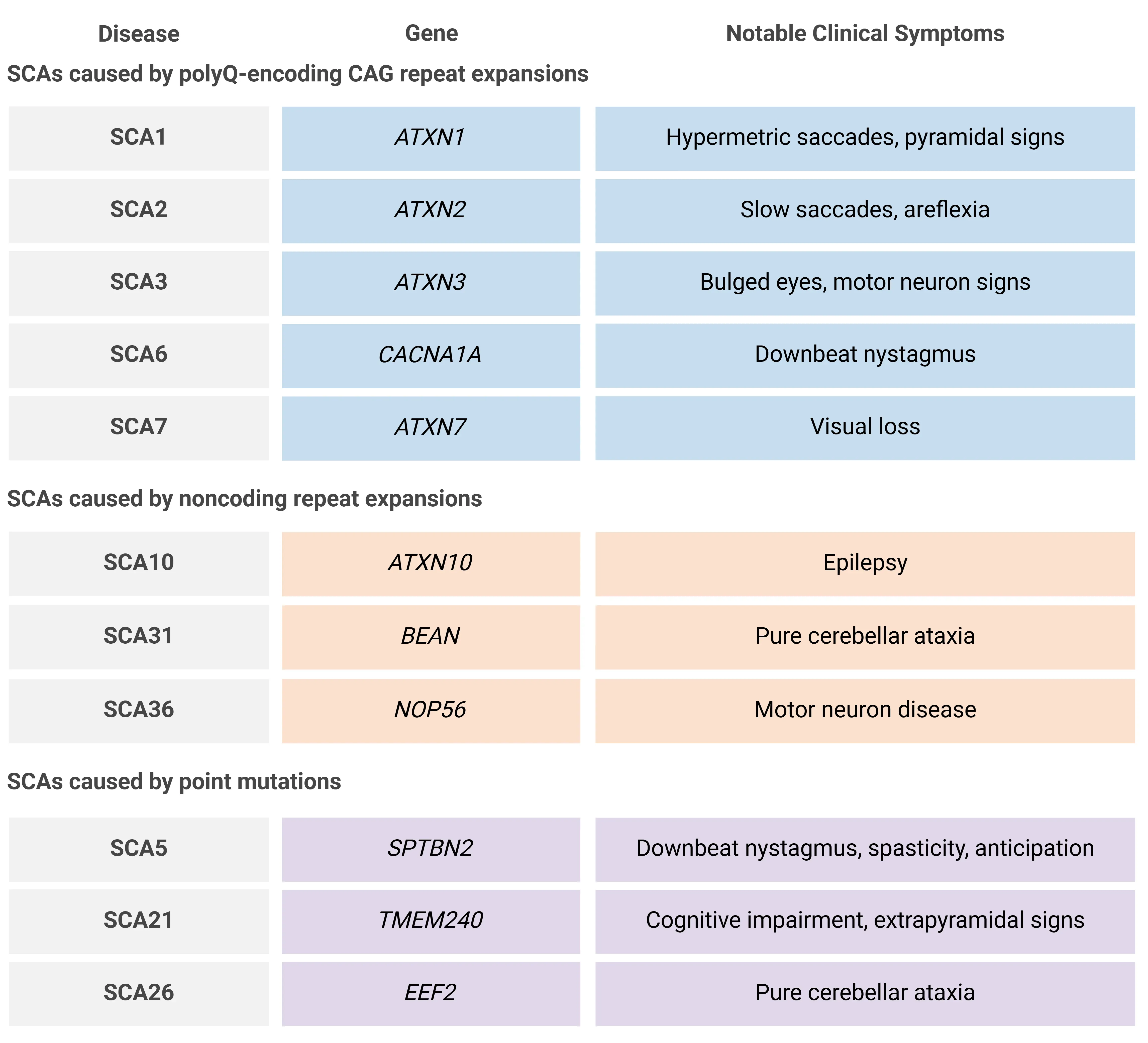 Spinocerebellar Ataxia Symptoms